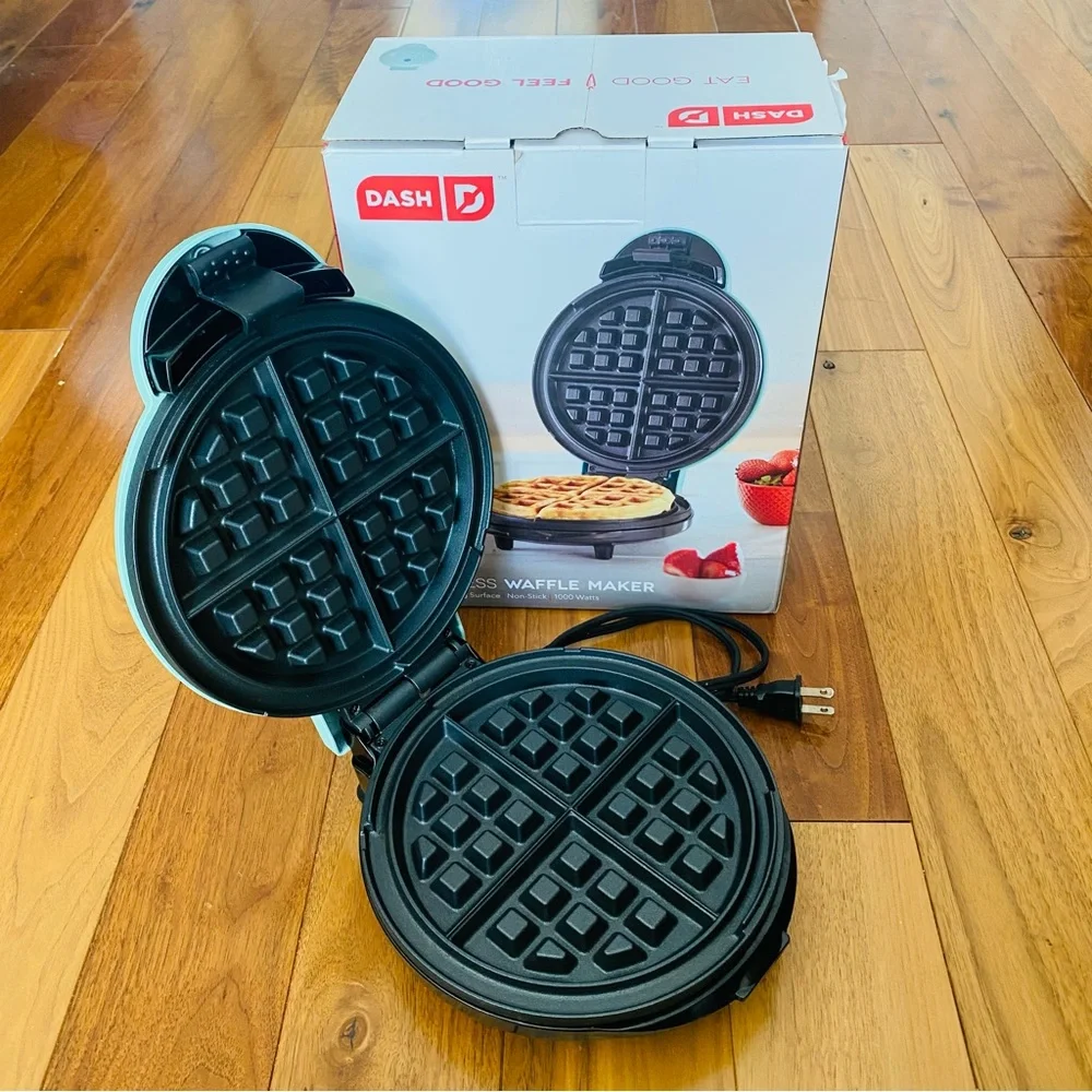 Dash Express 8” Aqua Waffle Maker Nonstick Compact Maker Recipe Guide